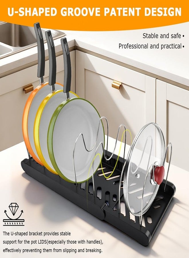 WeiLingBo Pots and Pans Organizer for under Cabinet, Expandable Pot Lid Holder with 10 Adjustable Compartment, Pan Organizers inside Cabinet for Lids, Bakeware, Cutting Boards(COLOR:Black) - Image 3